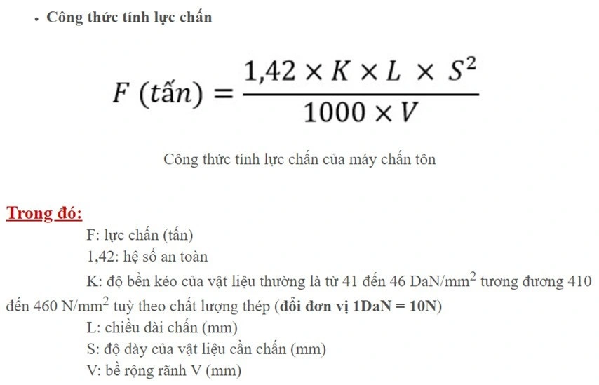 Công thức tính lực chấn