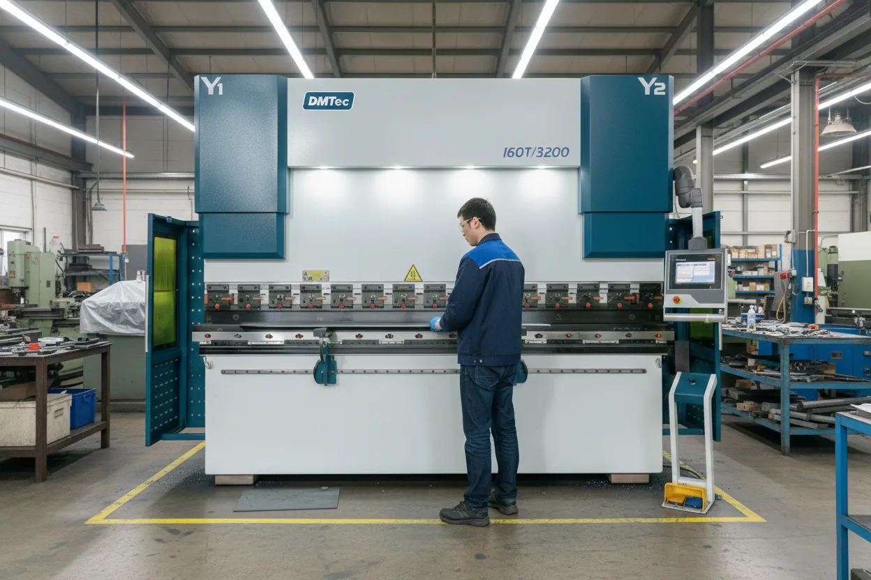 Máy chấn tôn thủy lực 160T/3200 DMTec vận hành thực tế tại xưởng: Chi phí thấp, năng suất cao, hoàn vốn nhanh.